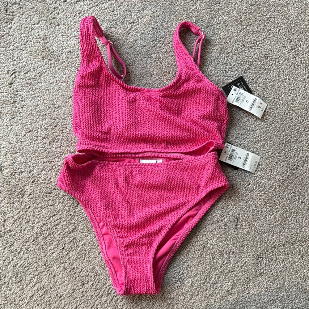 Bar III Pink Textured Bikini Set - small